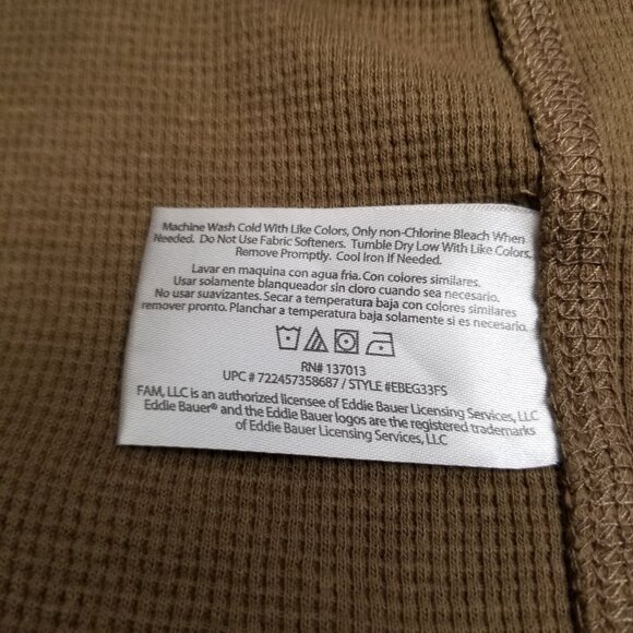 Eddie Bauer Waffle Knit Thermal Long Sleeve Shirt Size XXL Tan Outdoor Gorpcore - Picture 5 of 9